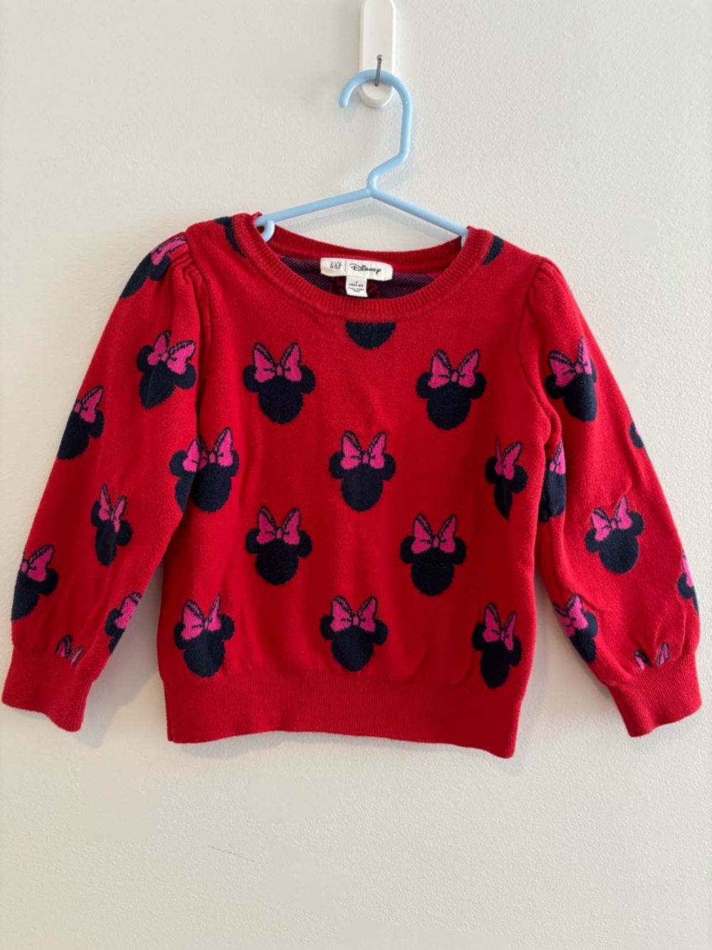 3 for $15😍 GAP x Disney Minnie Red Knit Sweater with Navy and Pink Accents